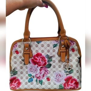 Giani Bernini Signature Peonies Dome Satchel and Crossbody Floral  good conditi